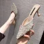 Chic / Beautiful Black Casual Pearl Rhinestone Womens Sandals 2021 6 cm Stiletto Heels Pointed Toe Sandals High Heels