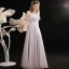 Élégant Violet Gris Robe De Bal 2021 Princesse De l'épaule Manches Courtes Dos Nu Longue Promo Robe De Ceremonie