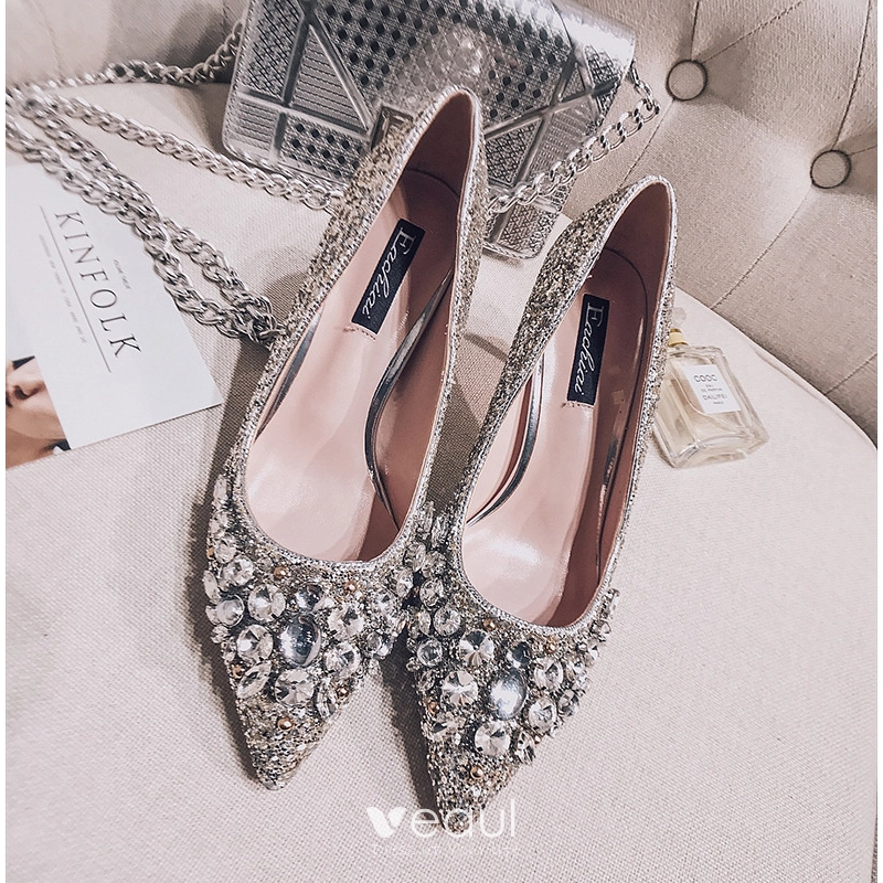 Miu miu glitter discount and crystal wedding shoes