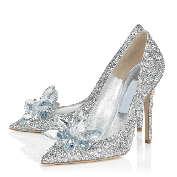 Gorgeous Sparkly Cinderella Bridal Shoes Stilettos Pumps With Crystal