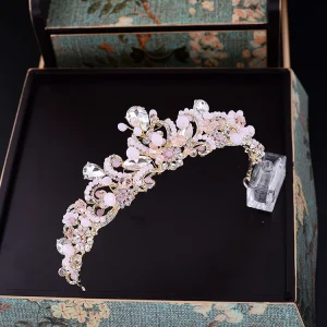 Fine Sukkertøyrosa Tiara Tilbehør Brudesmykker 2017 Rhinestone Metall