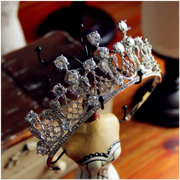 Unika Silver Zirkon Metall 2017 Tiara Brudsmycken Tillbehör
