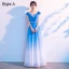 Traditional Pool Blue Gradient-Color Prom Dresses 2021 A-Line / Princess V-Neck Beading Rhinestone Sequins Short Sleeve Backless Floor-Length / Long Prom Formal Dresses
