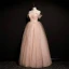 Chic / Beautiful Blushing Pink Prom Dresses 2021 A-Line / Princess Off-The-Shoulder Sleeveless Backless Beading Floor-Length / Long Prom Formal Dresses