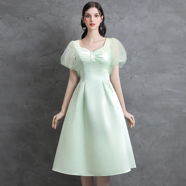 Modest Simple Sage Green Homecoming Satin Graduation Dresses 2021 A-Line Princess Square