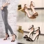 Sexy Braun Leopardenmuster Cocktail Sandalen Damen 2021 Leder Knöchelriemen 10 cm Stilettos Peeptoes Hochhackige