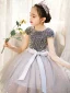 Mode Bling Bling Gris Anniversaire Courte Robe Ceremonie Fille 2021 Princesse Encolure Dégagée Perlage Étoile Paillettes Noeud Mancherons
