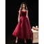 Chic Bordeaux Glitter Daim Robe De Bal 2021 Princesse Bretelles Spaghetti Sans Manches Dos Nu Longue Promo Robe De Ceremonie