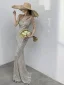Scintillantes Argenté Robe De Soirée 2021 Trompette / Sirène Une épaule Perlage Paillettes Sans Manches Dos Nu Longue Soirée Robe De Ceremonie