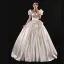 High-end Elegant Ivory Pearl Satin Wedding Dresses 2021 Ball Gown Square Neckline Short Sleeve Backless Bow Court Train Wedding