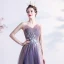 Fashion Lavender Prom Dresses 2021 A-Line / Princess Strapless Beading Pearl Sequins Lace Flower Sleeveless Backless Floor-Length / Long Formal Dresses