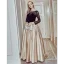 Elegant Champagne Evening Dresses  2018 A-Line / Princess Lace Flower Sequins Bow Scoop Neck Backless Long Sleeve Floor-Length / Long Formal Dresses
