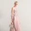Elegant Blushing Pink Prom Dresses 2019 A-Line / Princess Spaghetti Straps Appliques Lace Flower Beading 3/4 Sleeve Backless Floor-Length / Long Formal Dresses