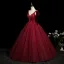 Bling Bling Burgundy Beading Sequins Prom Dresses 2025 Ball Gown Spaghetti Straps Sleeveless Backless Floor-Length / Long Formal Dresses