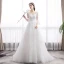 Élégant Ivoire Robe De Mariée 2019 Princesse V-Cou En Dentelle Fleur Manches de cloche Dos Nu Train De Balayage