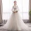Élégant Ivoire Robe De Mariée 2019 Princesse V-Cou En Dentelle Fleur 1/2 Manches Dos Nu Train De Balayage