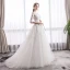 Elegant Ivory Wedding Dresses 2019 A-Line / Princess Scoop Neck Sequins Lace Flower 1/2 Sleeves Backless Sweep Train