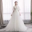 Élégant Ivoire Robe De Mariée 2019 Princesse V-Cou En Dentelle Fleur Manches Courtes Dos Nu Tribunal Train