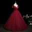 Bling Bling Burgundy Beading Sequins Prom Dresses 2025 Ball Gown Spaghetti Straps Sleeveless Backless Floor-Length / Long Formal Dresses