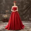 Audrey Hepburn-Stil Einfarbig Rot Ballkleider 2019 A Linie Bandeau Ärmellos Rückenfreies Hof-Schleppe Festliche Kleider