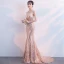 Sparkly Pearl Pink Evening Dresses  2019 Trumpet / Mermaid Scoop Neck Sleeveless Sequins Crystal Rhinestone Sweep Train Formal Dresses