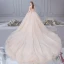 Luxury / Gorgeous Champagne Wedding Dresses 2019 Ball Gown Strapless Rhinestone Pearl Lace Flower Sequins Sleeveless Backless Royal Train