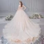 Elegant Champagne Wedding Dresses 2019 Ball Gown Spaghetti Straps Bow Beading Rhinestone Pearl Lace Flower Appliques Sleeveless Backless Royal Train