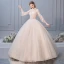 Elegante Champagner Brautkleider / Hochzeitskleider 2019 Ballkleid Stehkragen Perlenstickerei Pailletten Spitze Blumen Lange Ärmel Rückenfreies Lange