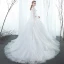 Modern / Fashion White Pregnant Wedding Dresses 2019 Empire V-Neck Lace Flower Rhinestone Sleeveless Backless Chapel Train