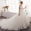 Charming Ivory Wedding Dresses 2019 A-Line / Princess Off-The-Shoulder Lace Flower Pearl Appliques Sleeveless Backless Cathedral Train