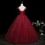 Bling Bling Burgundy Beading Sequins Prom Dresses 2025 Ball Gown Spaghetti Straps Sleeveless Backless Floor-Length / Long Formal Dresses