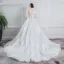 Elegant Ivory Pregnant Wedding Dresses 2019 Empire Off-The-Shoulder Sequins Appliques Lace Flower Short Sleeve Chapel Train