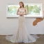 Sexy Champagne Trumpet / Mermaid Wedding Dresses 2021 Scoop Neck Bow Flower Lace Sleeveless Backless Sweep Train Wedding