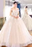 Luxe Champagne Robe De Mariée 2019 Robe Boule De l'épaule Perlage Perle Paillettes En Dentelle Fleur Manches Courtes Dos Nu Cathedral Train