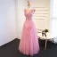 Chic / Belle Rose Bonbon Robe De Bal 2018 Princesse En Dentelle Appliques Paillettes Encolure Dégagée Dos Nu Sans Manches Longue Robe De Ceremonie