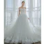 Elegant Ivory Wedding Dresses 2019 A-Line / Princess Off-The-Shoulder Beading Sequins Bow Sleeveless Backless Chapel Train