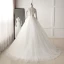 Chic / Beautiful Ivory Wedding Dresses 2019 A-Line / Princess Scoop Neck Buttons Lace Flower Long Sleeve Sweep Train