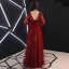 Elegant Burgundy Evening Dresses  2019 A-Line / Princess Scoop Neck Suede Bow Sequins Long Sleeve Backless Floor-Length / Long Formal Dresses