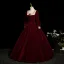Elegant Burgundy Velvet Bow Prom Dresses 2025 Ball Gown Square Neckline Long Sleeve Backless Floor-Length / Long Formal Dresses