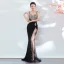 Sexy Noire Robe De Soirée 2018 Trompette / Sirène Paillettes Bretelles Spaghetti Dos Nu Sans Manches Longue Robe De Ceremonie
