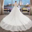 Schöne Ivory / Creme Brautkleider / Hochzeitskleider 2019 A Linie Neckholder Perlenstickerei Perle Pailletten Applikationen Spitze Blumen Kurze Ärmel Rückenfreies Kathedrale Schleppe