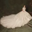 Élégant Champagne Robe De Mariée 2019 Princesse Col Haut Perlage En Dentelle Fleur Mancherons Dos Nu Cathedral Train