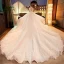Luxe Ivoire Robe De Mariée 2019 Princesse V-Cou Perlage Paillettes En Dentelle Fleur Manches Longues Dos Nu Cathedral Train