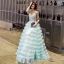 Modern / Fashion Jade Green Evening Dresses  2019 A-Line / Princess Bow Spaghetti Straps Ruffle Flower Sleeveless Backless Floor-Length / Long Formal Dresses