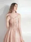 Chic / Beautiful Champagne Prom Dresses 2021 A-Line / Princess Spaghetti Straps Beading Lace Flower Sleeveless Backless Floor-Length / Long Formal Dresses