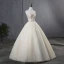 Elegant Champagne Wedding Dresses 2019 Ball Gown Strapless Lace Flower Sleeveless Backless Floor-Length / Long