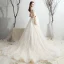 Chic / Belle Ivoire Robe De Mariée 2019 Princesse Encolure Dégagée Appliques En Dentelle Fleur Noeud Manches Courtes Dos Nu Chapel Train