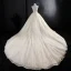 Meilleur Ivoire Fait main Perlage Robe De Mariée 2019 Princesse V-Cou Glitter Tulle Sans Manches Dos Nu Cathedral Train