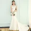 Modern / Fashion Ivory Evening Dresses  2019 Trumpet / Mermaid Scoop Neck Sleeveless Bow Backless Court Train Formal Dresses