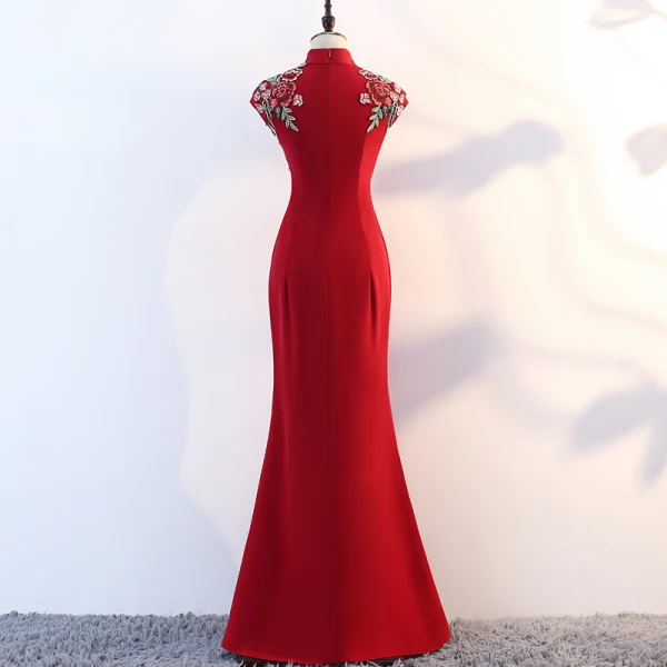 Chic / Beautiful Burgundy Evening Dresses 2019 Trumpet / Mermaid High Neck Appliques Lace Rhinestone Sleeveless Floor-Length / Long Formal Dresses